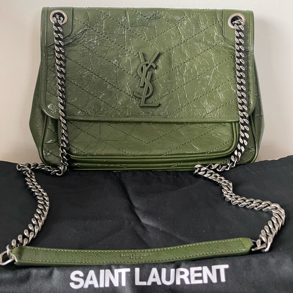 YSL Crinkled Lambskin Matelasse Monogram Medium Niki Chain